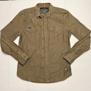 Superdry Field Project Mens Olive Green Utility Button Down Shirt M40000BN L